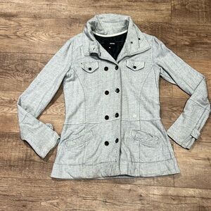 HURLEY | grey/wht double breasted fleece jacket